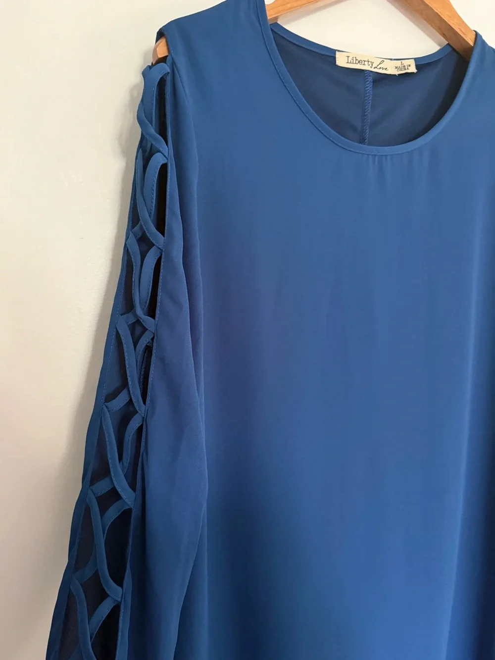 Liberty Love Blue Open Criss Cross Sleeve Dress